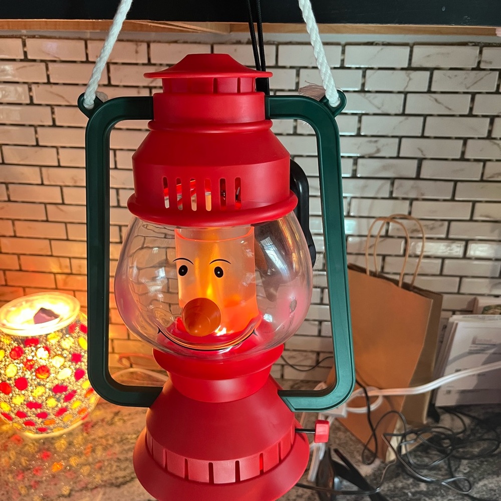 Cheerful Red Holiday Lantern with Green Frame